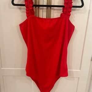 Red Ruffled Bodysuit